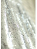 Sheer Neck Silver Sequin Knee Length Flower Girl Dress